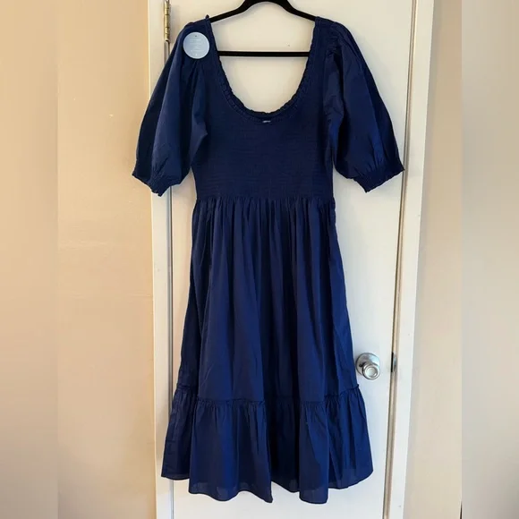 Hill House The Nesli Nap Dress Navy Cotton Lawn - Picture 2 of 6